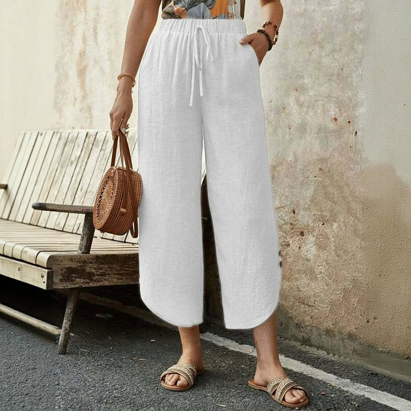 【Coton Et Lin】Pantalon Décontracté Confortable