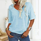 T-Shirt Décontracté De Couleur Unie