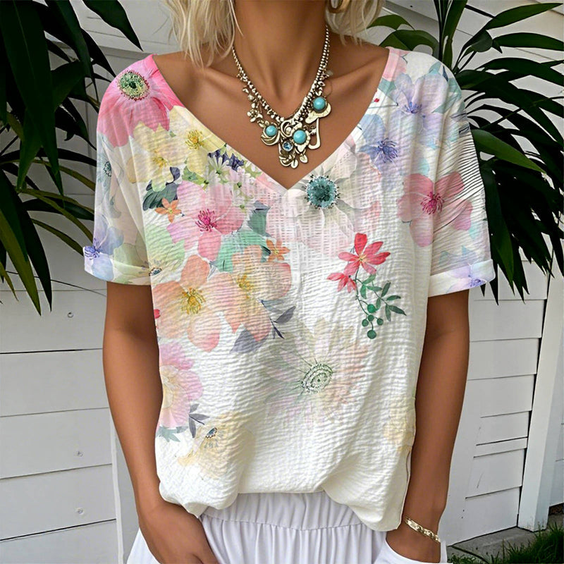 T-Shirt Décontracté À Imprimé Floral