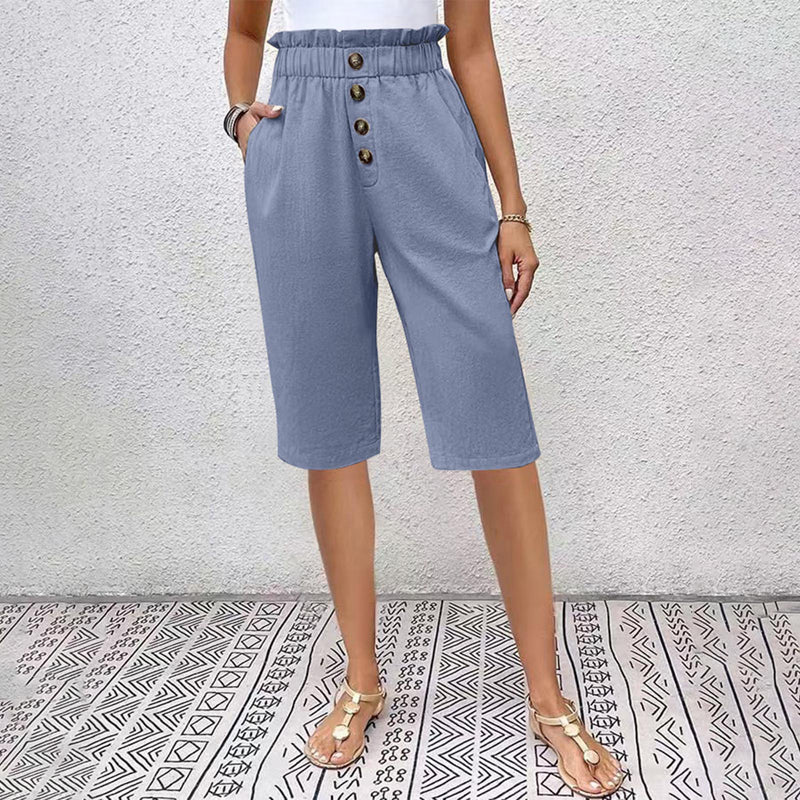 【Coton Et Lin】Pantalon Décontracté De Couleur Unie