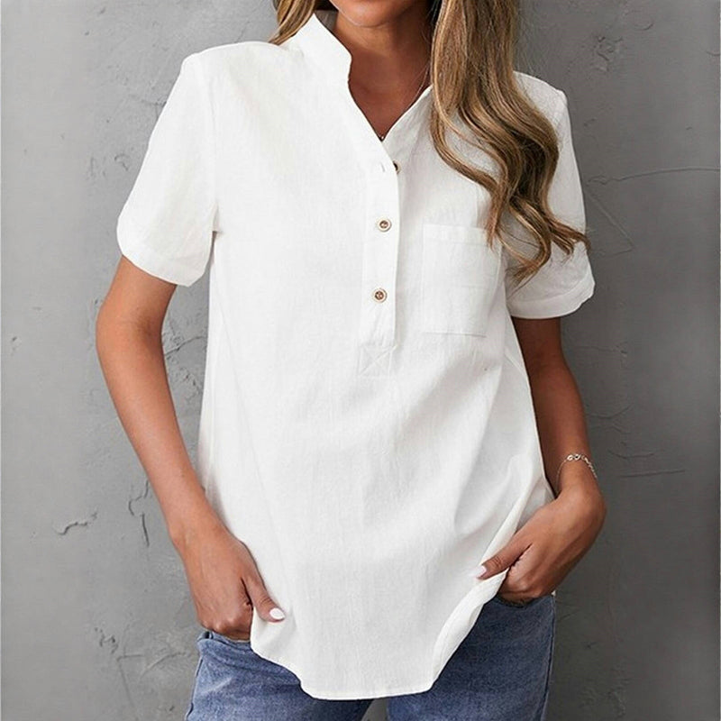Blouse Décontractée De Couleur Unie