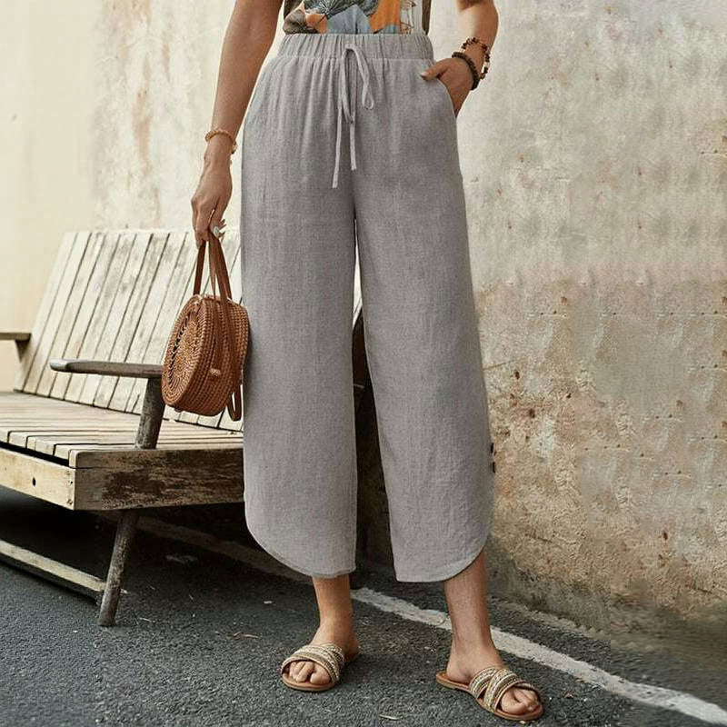 【Coton Et Lin】Pantalon Décontracté Confortable