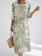 Florésia™ — Robe midi florale fluide élégante