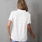 Blouse Décontractée De Couleur Unie